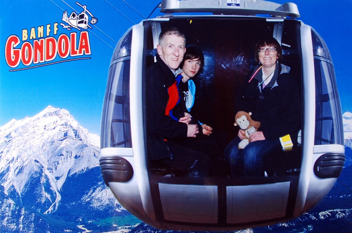 02 Banff Gondola Tourist Photo Of Jerome Ryan, Peter Ryan, Charlotte Ryan and Dangles In Winter